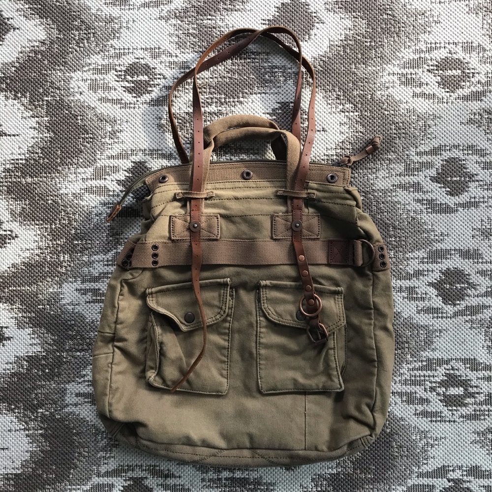 Tsd Brand Canvas and Leather Tote Handbag